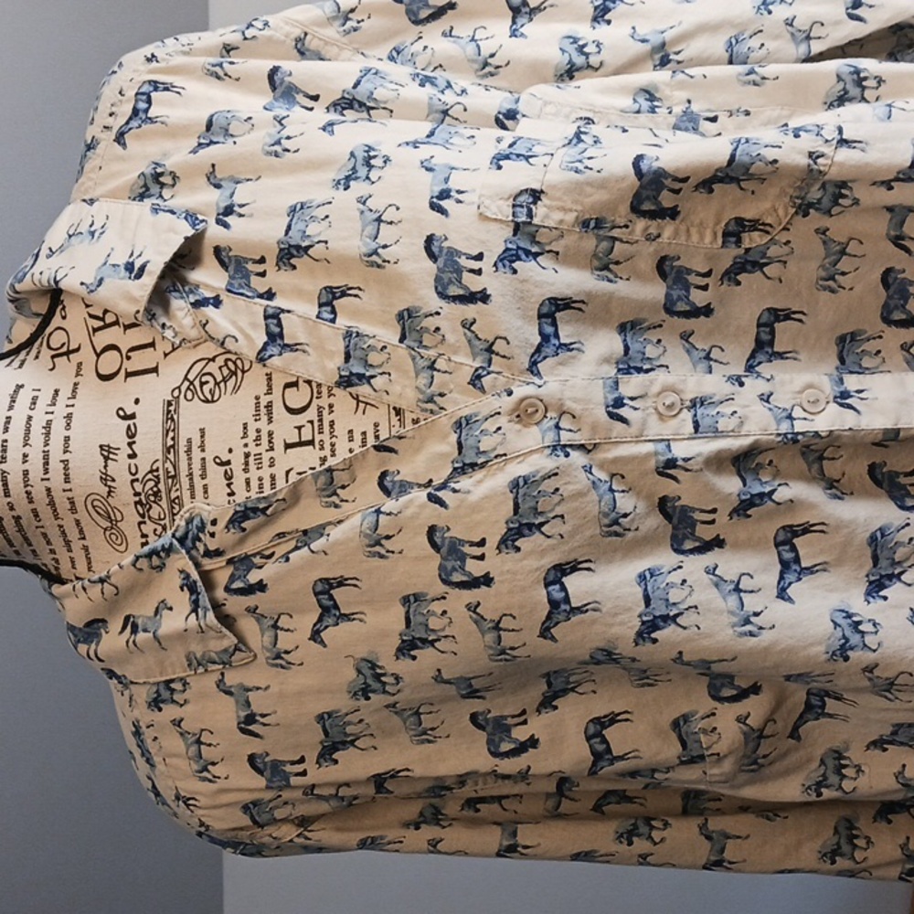 Style & Co cotton horse print button down shirt XL